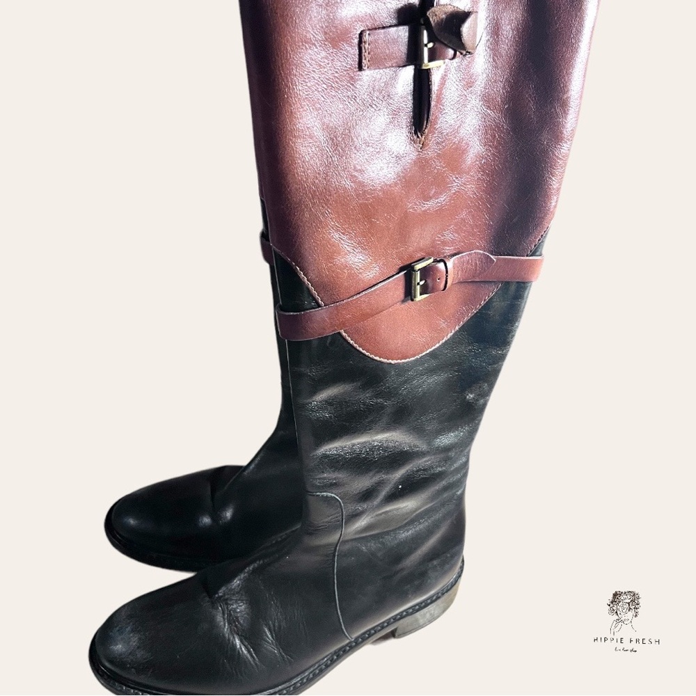 Johnston & Murphy Black & Brown Classic Tall Riding Boots. Size 7M